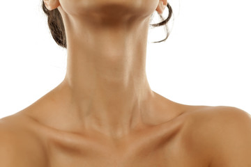 woman's neck and bare shoulders