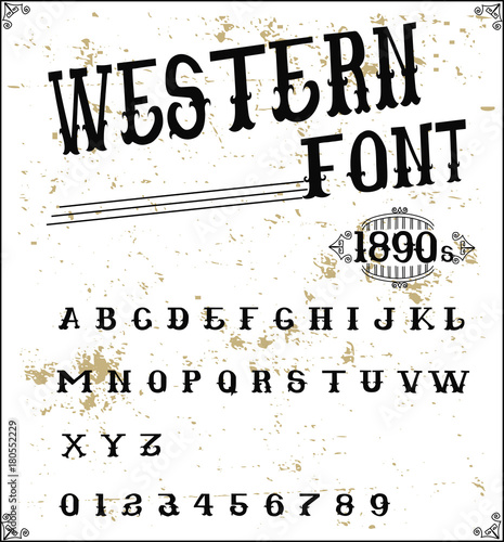 Western font 1890s - Retro alphabet -Wild west design Stock Vector ...