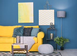 Wall Mural - Modern living room interior with yellow sofa