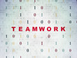 © Maksim Kabakou - Business concept: Painted red text Teamwork on Digital Data Paper background with Binary Code