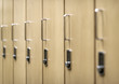 Combination lockers in a heath club locker room.