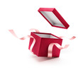 © phive2015 - Red open gift box with ribbon isolated on white background