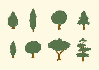 Wall Mural - set of natural stylized tree