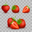 Vector realistic sweet and fresh strawberry isolated on transparent background