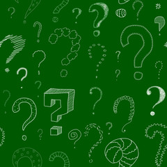 lots of question marks on green board, seamless pattern