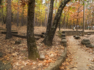 Wall Mural - Stone pathway in the woods, October colors