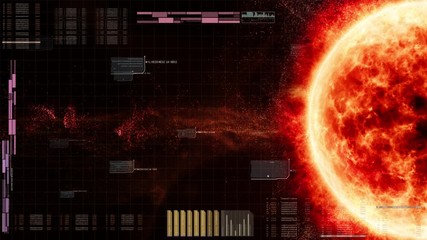 Fototapete - Hi-tech user interface head up display Sun Solar Flare Particles for background computer desktop screen display