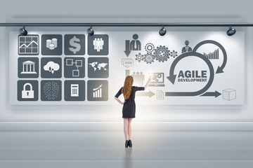 businesswoman in agile software development concept