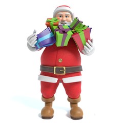 Wall Mural - 3d illustration of Santa holding gifts