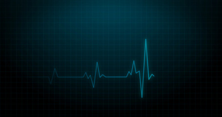 EKG Heartbeat on Monitor Recording of Pulse - Blue Healthcare 3D Rendered Illustration