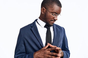 business man on white isolated background, black