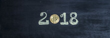 Happy New Year 2018 Cryptocurrency Bitcoin Trend Richness Concept