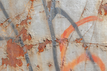 Wall Mural - surface of rusty iron with remnants of old paint, chipped paint, texture background