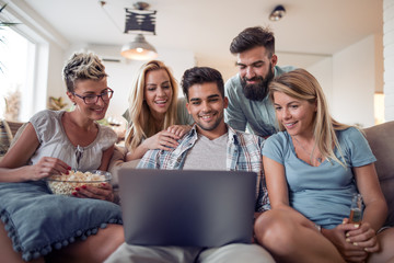 Poster - Friends watching movie together