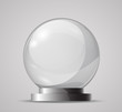 Glass sphere on a stand. Template for the magic ball, souvenir. Empty glass sphere. Crystal ball for fortune tellers. Realistic vector object. Snow Globe. Glass globe on a transparent background