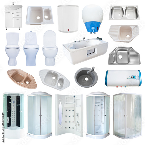 set of bathroom equipment, isolated Buy this stock photo and explore