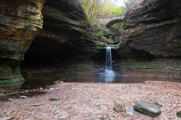 Waterfall in an autumn park in Illinois