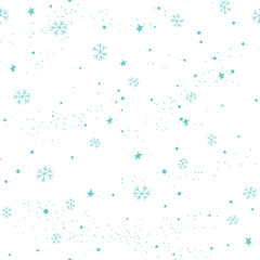 Wall Mural - Christmas seamless pattern with stars and snowflakes