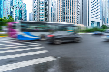 busy urban traffic of shanghai downtown district in china.