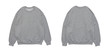 Blank sweatshirt color grey template front and back view on white background