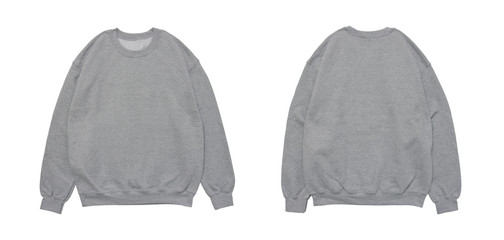 Canvas Print - Blank sweatshirt color grey template front and back view on white background