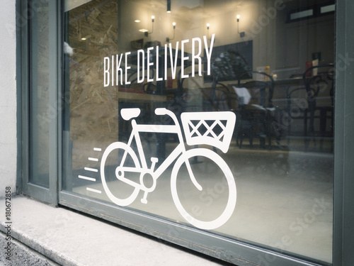 Cuadros en Lienzo bike delivery concept on urban showcase
