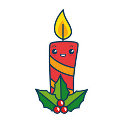 Sticker - christmas candles kawaii character