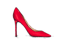 Shoes Red Women High Heels Sketch