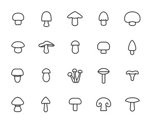 Sticker - Simple set of mushroom related outline icons.