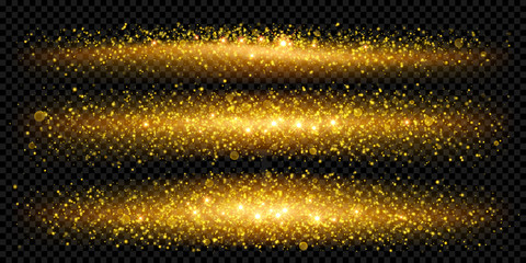 Wall Mural - Christmas holiday golden glitter background template of sparkling gold particles and shiny confetti light effect. Vector glittering shimmer wave for New Year or Christmas luxury glare flares design