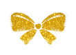 Ribbon bow of golden glitter on white background