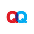 © ariefpro - Initial letter QQ, overlapping transparent uppercase logo, modern red blue color