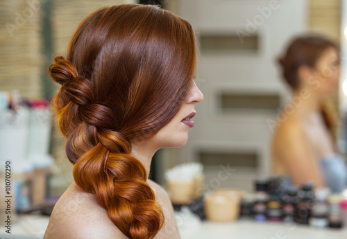Beautiful Girl With Long Red Haired Hairy Hairdresser