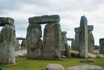 salisbury, england - august 02, 2013: closeup view of a ring of standing stones at stonehenge, wilts