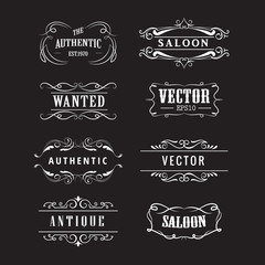 Wall Mural - set western badge hand drawn blackboard banners vintage vector