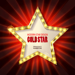 Wall Mural - star retro light banner.