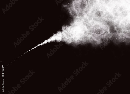 Plakat Streszczenie biały dym lub proszek na czarnym tle