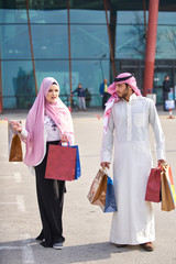 Wall Mural - Young muslim couple shopping