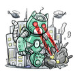 Giant Robot Cat Destroying The City