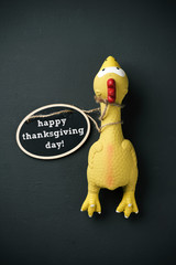 Canvas Print - plucked turkey and text happy thanksgiving day