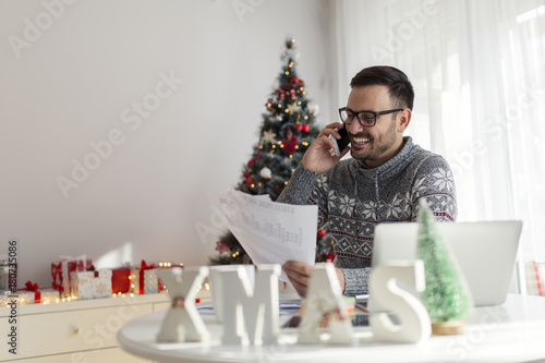 Plakat Pracować w domu na Boże Narodzenie