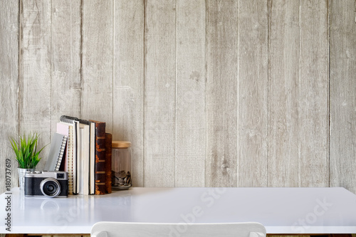 Mock Up Workspace Desk Work Designer Tabletop With Vintage Books