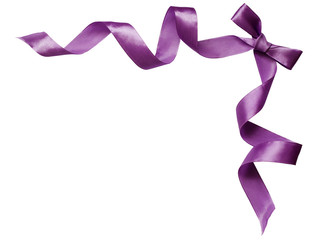 Sticker - Lilac silk ribbon bow in corner composition