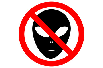 Canvas Print - NO ALIENS ALLOWED sign. Humanoid face silhouette isolated. Vector.