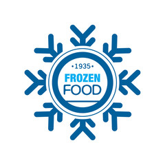 Poster - Frozen food since 1935, abstract label for freezing with snowflake vector Illustration