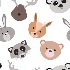 Wall Mural - Seamless texture with cartoon animals. Pattern with animals for children. Textile. Vector graphics.