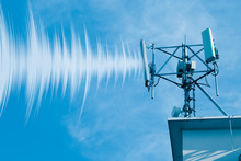 Outdoor 4G Wireless Telephone Radio Cell Site With Wave Data Effect