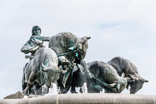 Gefion Fountain Is The Most Famous Fountain In Copenhagen. It Features Legendary Norse Goddess Driving Four Oxen (high Details).