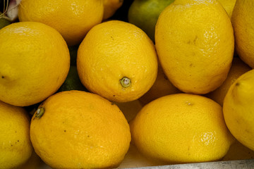 Fresh ripe yellow lemons