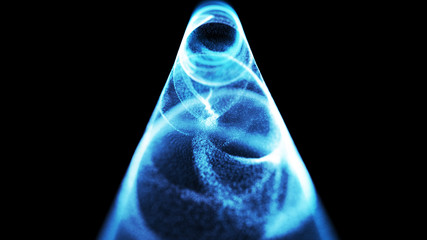 Wall Mural - blue abstract digital particles on black background with dots. high definition abstract cgi motion b